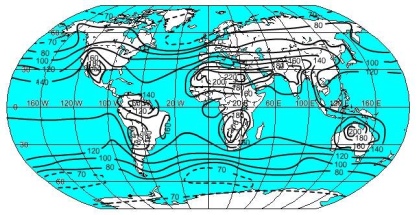 Global annual insolation