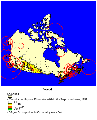 Earthquakes in Canada map