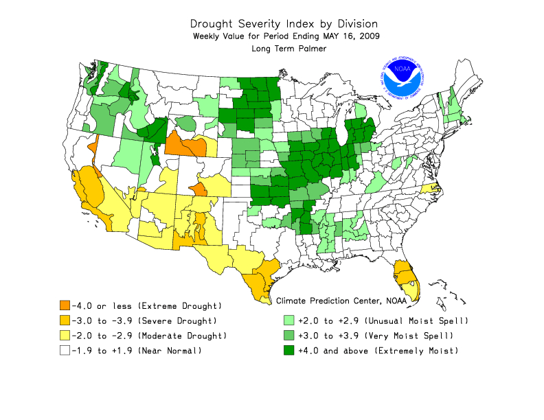 Palmer Drought Index Map